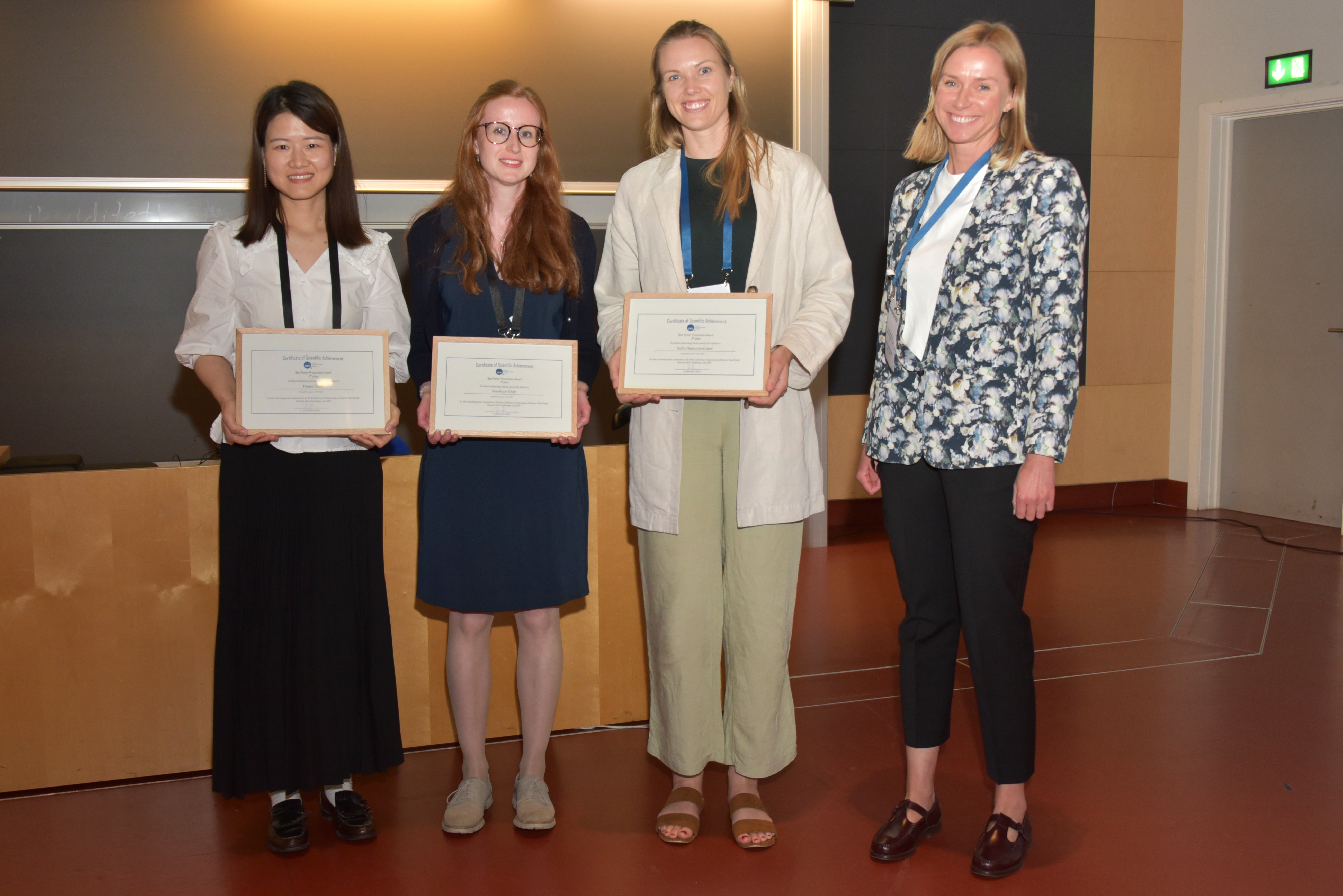 Best Poster Presentation honors; Sofia Hammerstrand was awarded 1st place, Penelope Gray was given 2nd place, and Danni Chen was granted 3rd place.